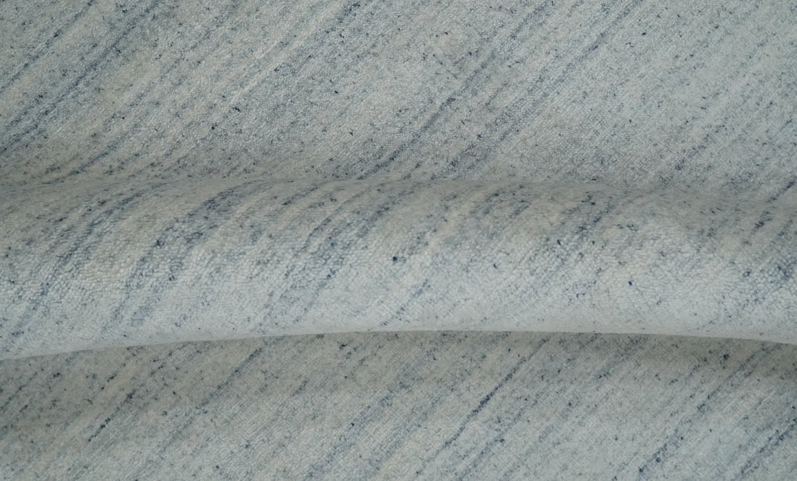 Solid Silver and White Scandinavian 5x7 Blended Wool Flatwoven Area Rug | HL22