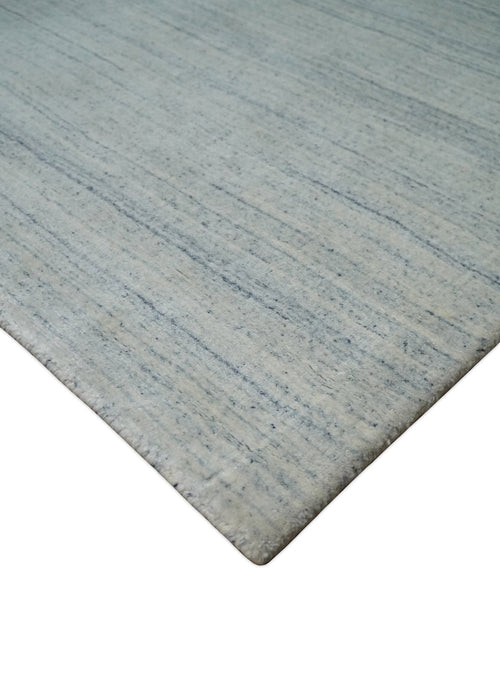 Solid Silver and White Scandinavian 5x7 Blended Wool Flatwoven Area Rug | HL22