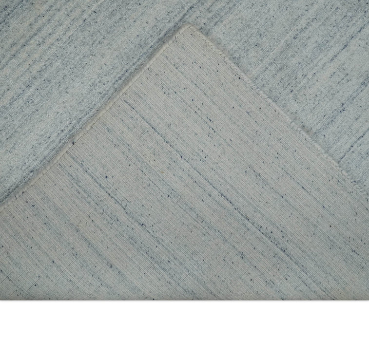 Solid Silver and White Scandinavian 5x7 Blended Wool Flatwoven Area Rug | HL22