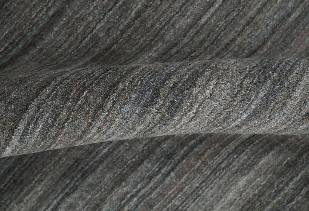 Solid Silver and Charcoal Shaded Scandinavian 5x7 Blended Wool Flatwoven Area Rug | HL23