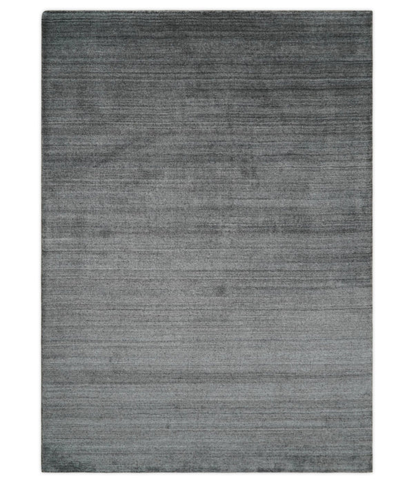 Solid Gray Shaded Scandinavian 5x7 Blended Wool Flatwoven Area Rug | HL37