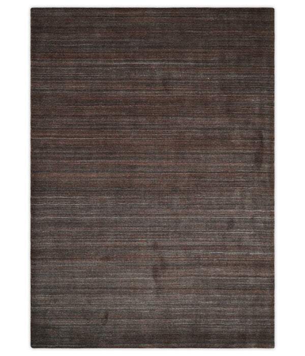 Solid Tan Scandinavian 5x7 Blended Wool Flatwoven Area Rug, Dinning, Kids Rug | HL19