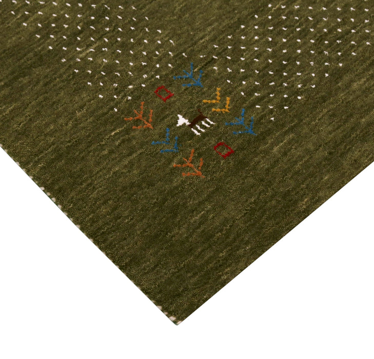 Solid with Border Patterns Hand Loomed Wool Area Rug