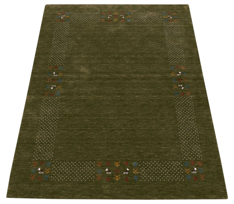 Solid with Border Patterns Hand Loomed Wool Area Rug