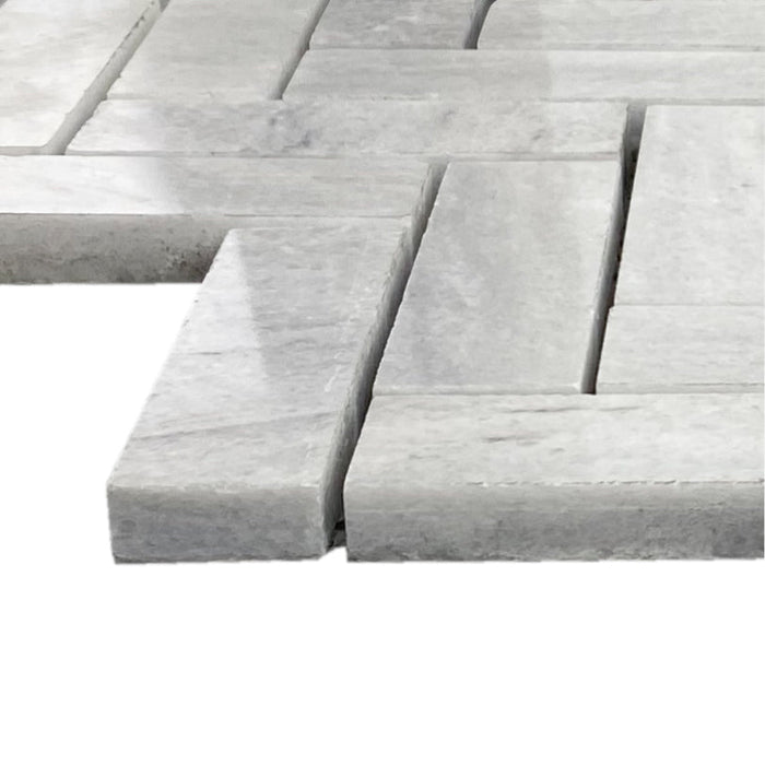 Solto White 1"x3" Herringbone on 12" x 12" Mesh Mosaic Tile - Belair Collection
