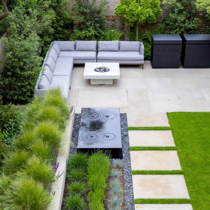 Solus Elevated Halo 48-Inch Square Ultra High-Performance Concrete Gas Fire Pit