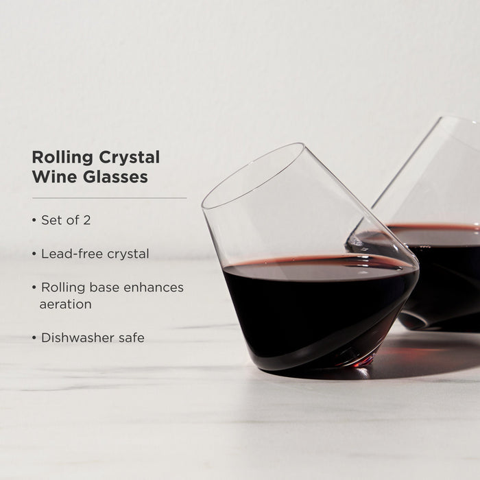 Rolling Crystal Wine Glasses Set of 2