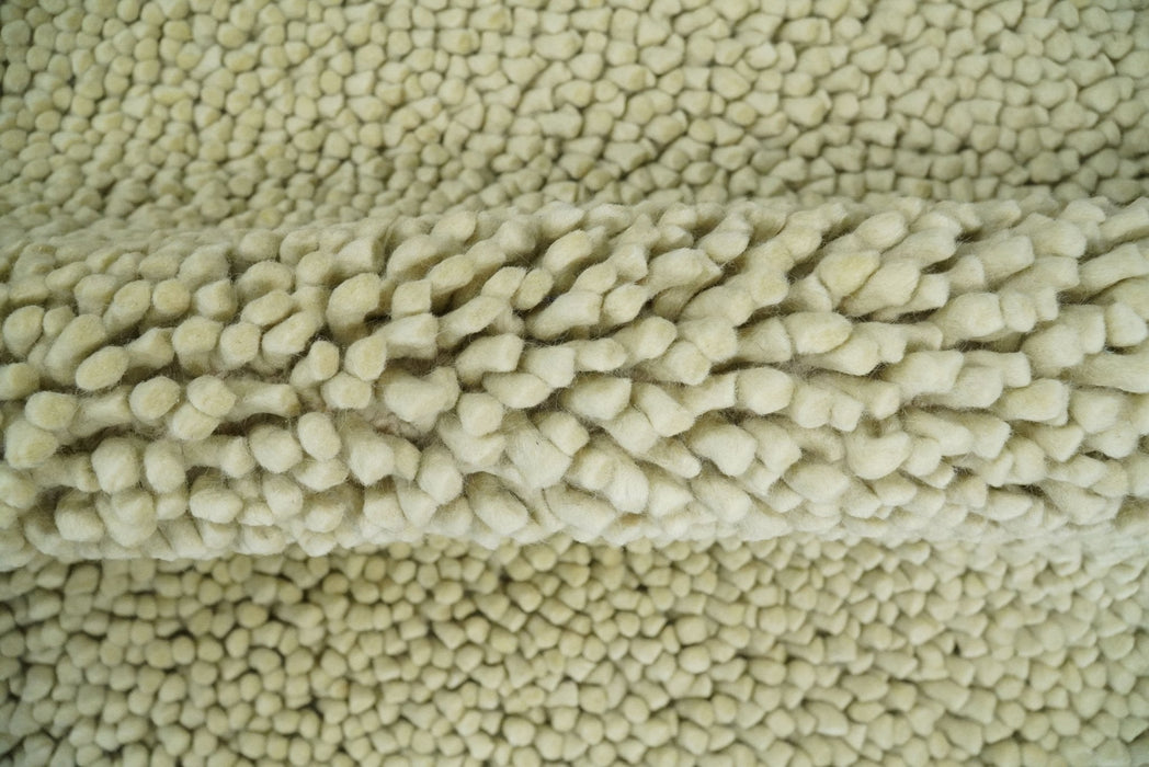 Square 3x3 Beige Wool Shag Handmade Felted Rug | SHA1