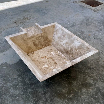 Walnut Travertine Natural Stone Pool Square Cascade Water Bowl - Belair Collection