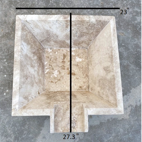 Walnut Travertine Natural Stone Pool Square Cascade Water Bowl - Belair Collection