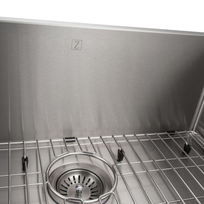 ZLINE 27 in. Meribel Undermount Single Bowl Stainless Steel Kitchen Sink with Bottom Grid, SRS-27