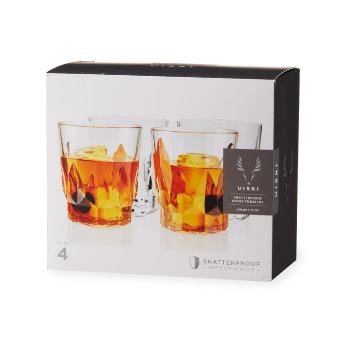 Shatterproof Acrylic Rocks Tumblers Set of 4