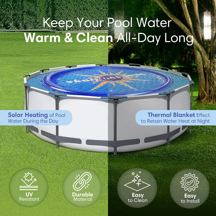 Solar Sun Rings UV Resistant Pool Spa Heater Circular Solar Cover, Blue (9 Pack)