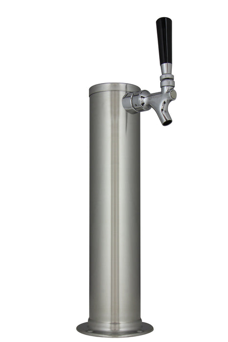 14" Tall Brushed Stainless Steel 1-Faucet Draft Beer Tower - 100% Stainless Steel Contact