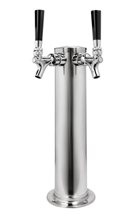 14" Tall Dual Faucet Polished Stainless Steel Draft Beer Tower