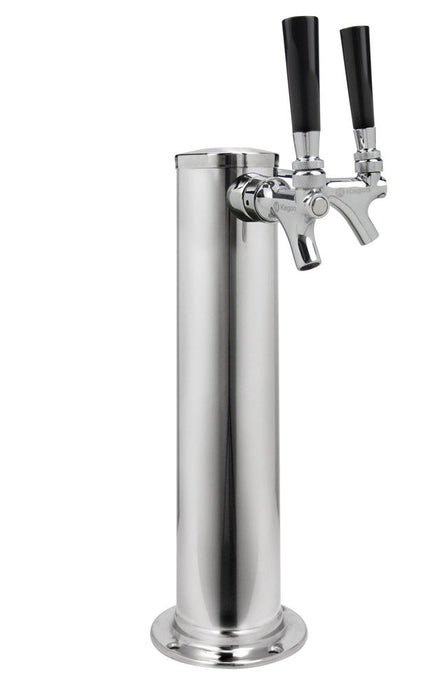 14" Tall Dual Faucet Polished Stainless Steel Draft Beer Tower