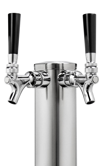 14" Tall Dual Faucet Polished Stainless Steel Draft Beer Tower