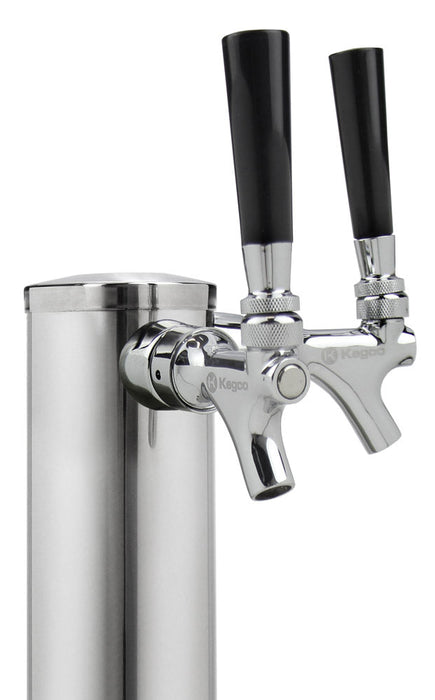 14" Tall Dual Faucet Polished Stainless Steel Draft Beer Tower