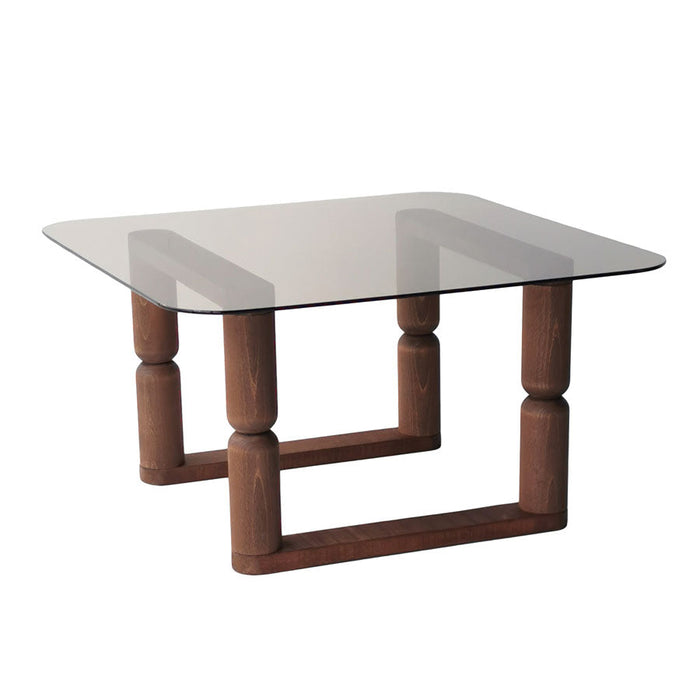 Stoa Designer Coffee Table Solid Wood Beech and Bronze Glasstop