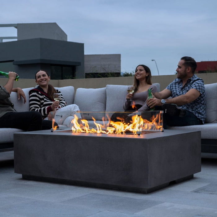 Stonelum Manhattan 01 53-Inch Rectangular Concrete Gas Fire Pit Table