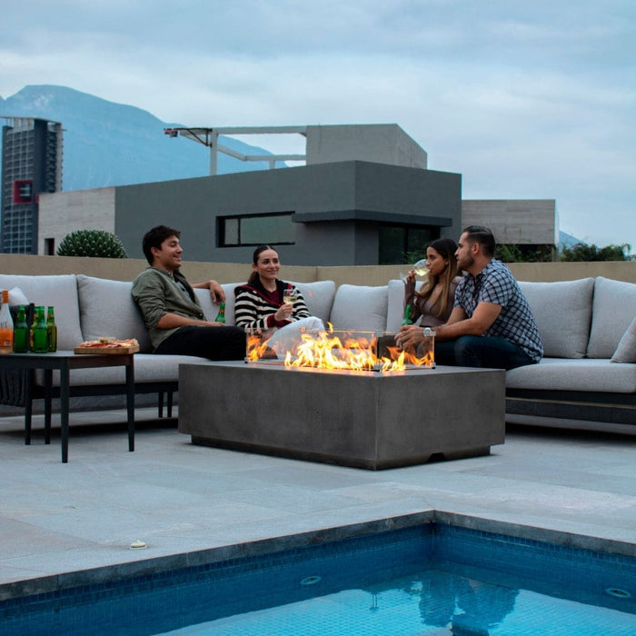 Stonelum Manhattan 01 53-Inch Rectangular Concrete Gas Fire Pit Table