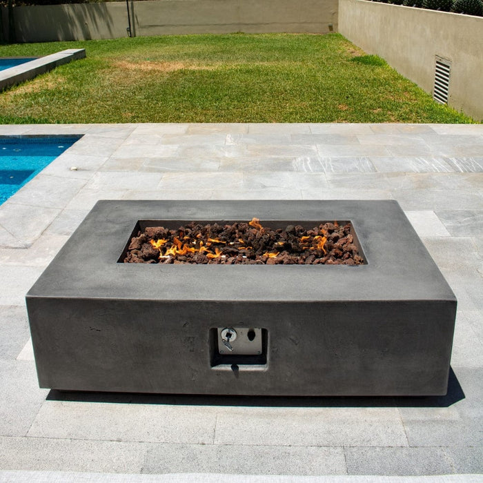 Stonelum Manhattan 01 53-Inch Rectangular Concrete Gas Fire Pit Table