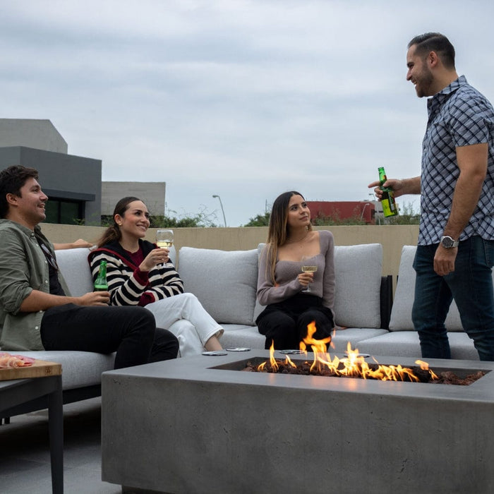 Stonelum Manhattan 01 53-Inch Rectangular Concrete Gas Fire Pit Table