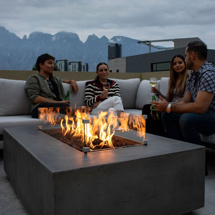 Stonelum Manhattan 01 53-Inch Rectangular Concrete Gas Fire Pit Table