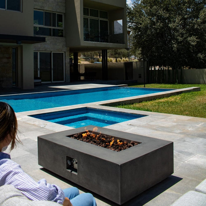 Stonelum Manhattan 01 53-Inch Rectangular Concrete Gas Fire Pit Table