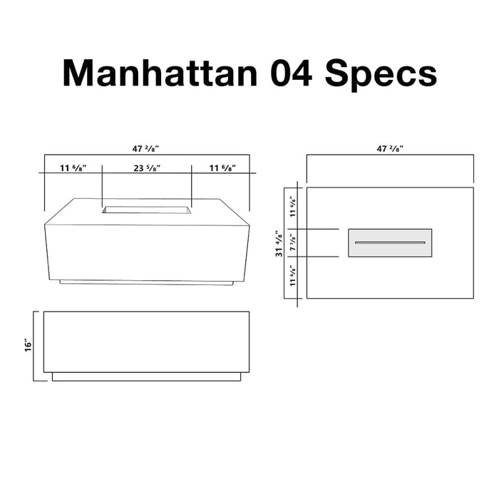 Stonelum Manhattan 04 47-Inch Rectangular Concrete Gas Fire Pit Table