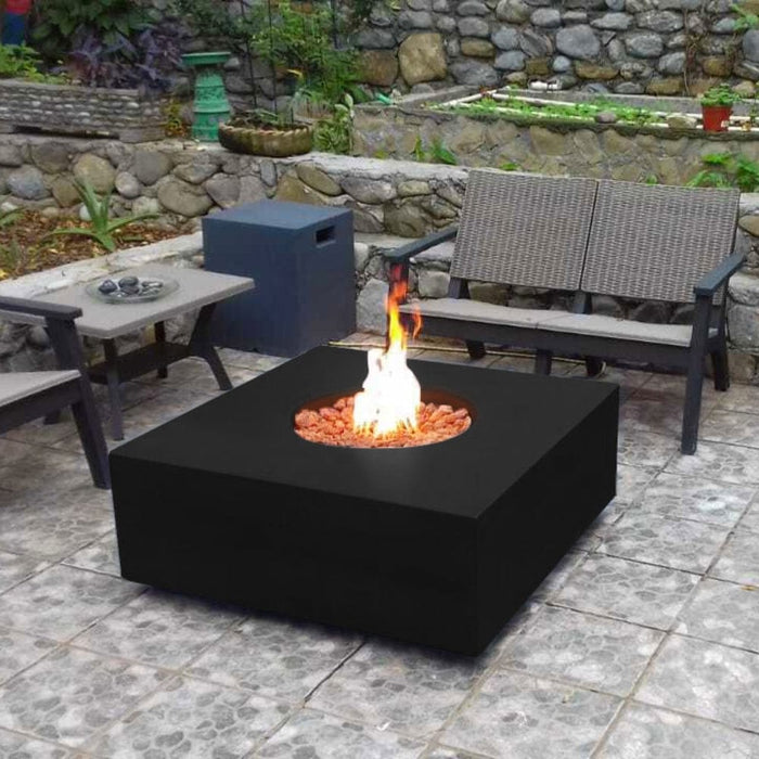 Stonelum Praga 01 39-Inch Square Concrete Gas Fire Pit Table