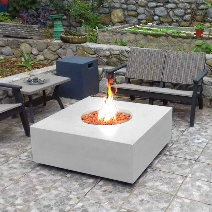 Stonelum Praga 01 39-Inch Square Concrete Gas Fire Pit Table