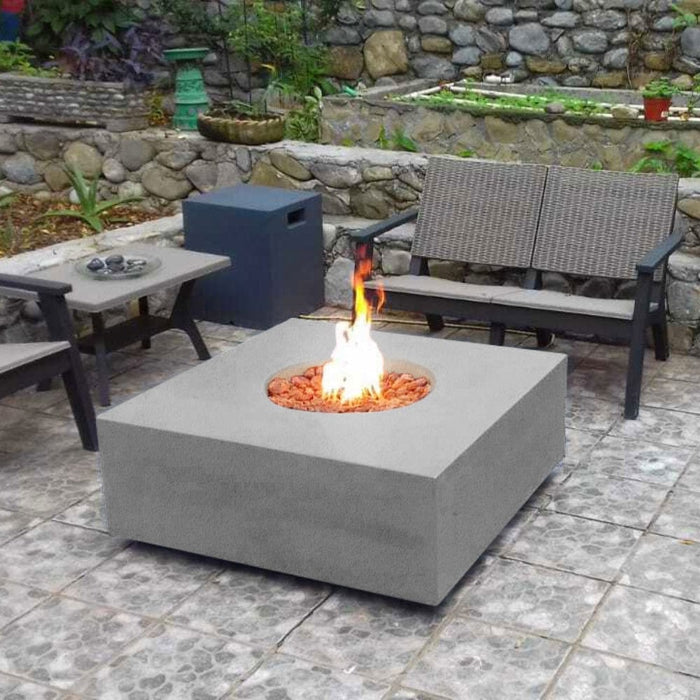 Stonelum Praga 01 39-Inch Square Concrete Gas Fire Pit Table