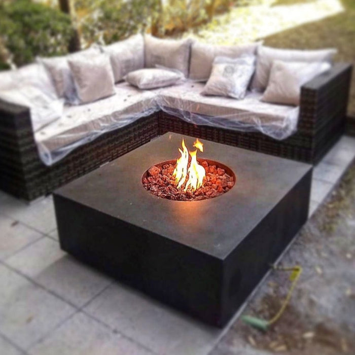 Stonelum Praga 01 39-Inch Square Concrete Gas Fire Pit Table