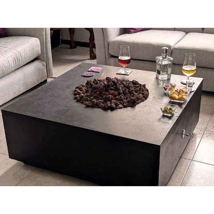 Stonelum Praga 01 39-Inch Square Concrete Gas Fire Pit Table