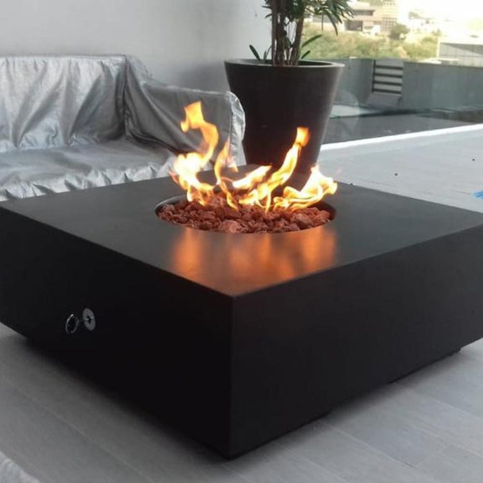 Stonelum Praga 01 39-Inch Square Concrete Gas Fire Pit Table