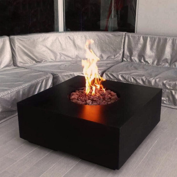 Stonelum Praga 01 39-Inch Square Concrete Gas Fire Pit Table