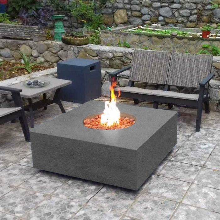 Stonelum Praga 01 39-Inch Square Concrete Gas Fire Pit Table