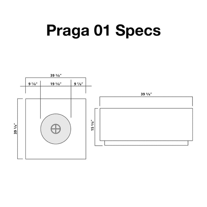 Stonelum Praga 01 39-Inch Square Concrete Gas Fire Pit Table