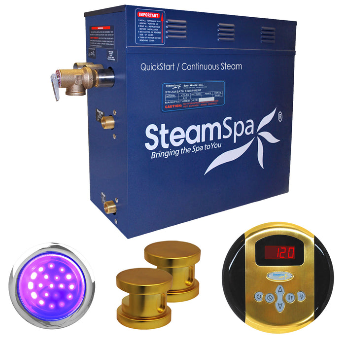 SteamSpa Indulgence 10.5 KW QuickStart Acu-Steam Bath Generator Package in Polished Gold