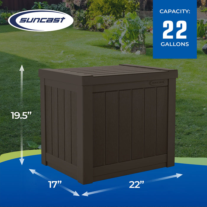 Suncast 17 x 22 Inch Resin 22-Gallon Patio Storage Deck Box, Java Brown (2 Pack)