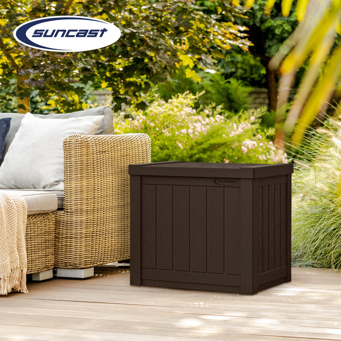 Suncast 17 x 22 Inch Resin 22-Gallon Patio Storage Deck Box, Java Brown (2 Pack)