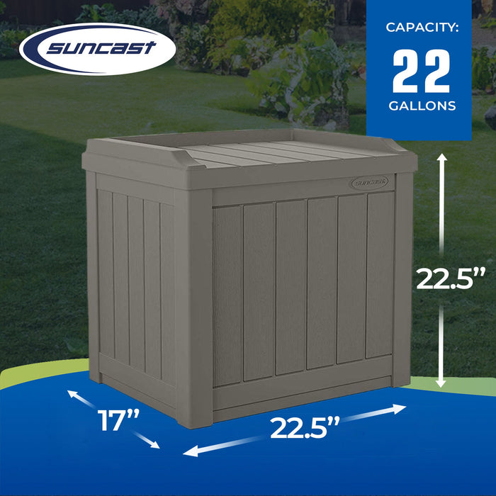 Suncast 22 Gallon Outdoor Patio Small Deck Box with Storage Seat, Stone (4 Pack)