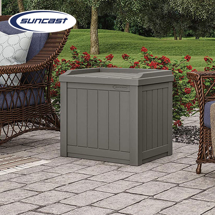 Suncast 22 Gallon Outdoor Patio Small Deck Box with Storage Seat, Stone (4 Pack)