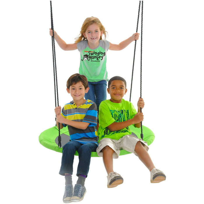 Swinging Monkey Giant 40 Inch Web Fabric Outdoor Family Play Saucer Swing, Green