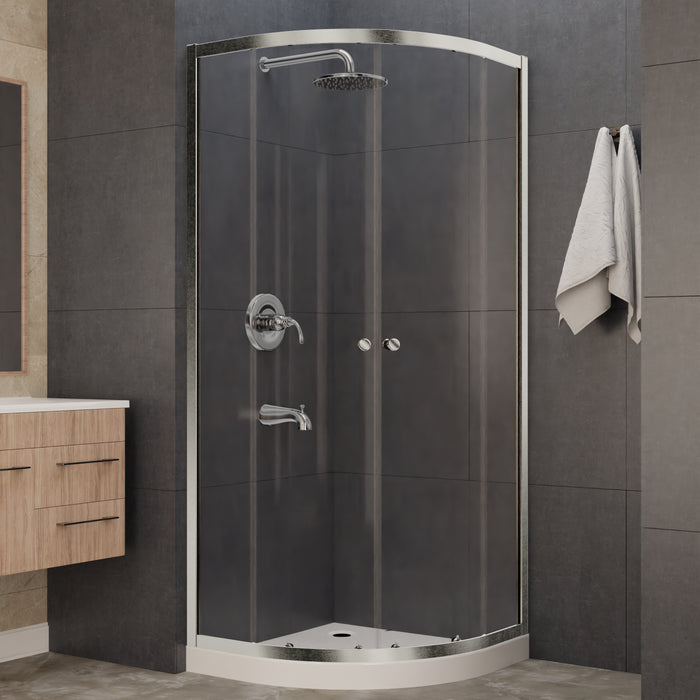 Mare 35 in. x 76 in. Framed Shower Enclosure with TSUNAMI GUARD in Brushed Nickel