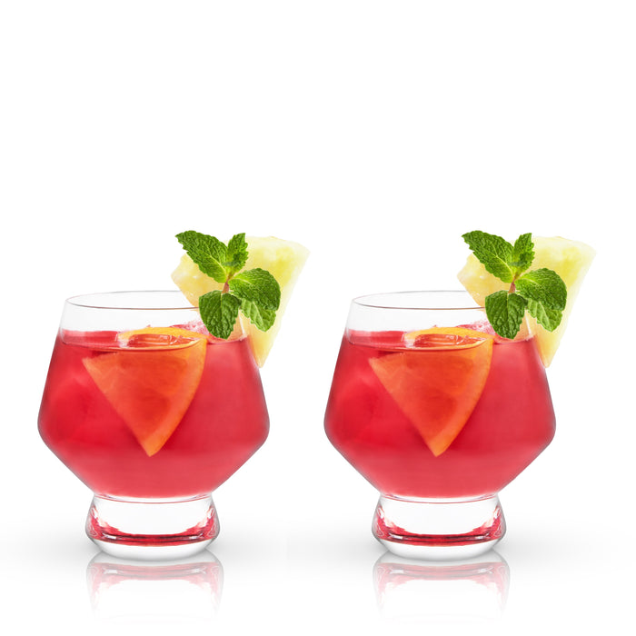 Footed Crystal Punch Glasses Set of 2