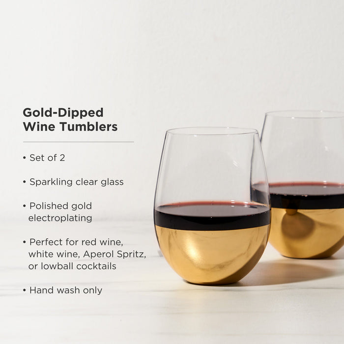 Belmont Dipped Wine Tumblers in Gold, Set of 2