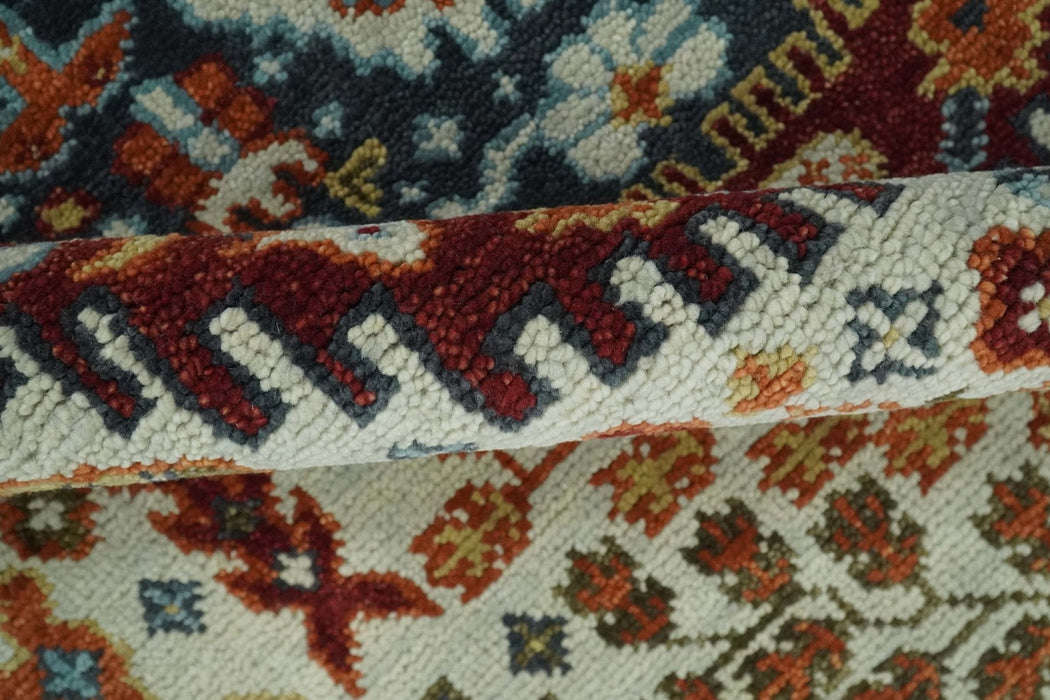 Tabriz Antique Hand Knotted Ivory, Charcoal and Rust Modern Traditional Multi Size Wool Rug