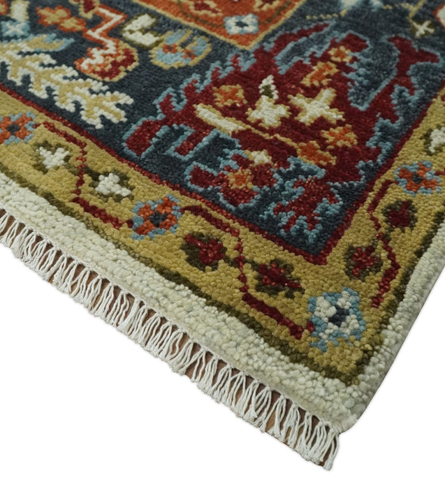 Tabriz Antique Hand Knotted Ivory, Charcoal and Rust Modern Traditional Multi Size Wool Rug